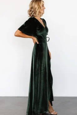 Online Baltic Born Katelyn Velvet Maxi Wrap Dress | Deep Green DeepGreen