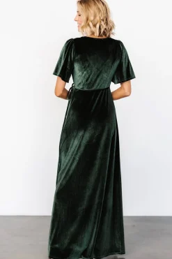 Online Baltic Born Katelyn Velvet Maxi Wrap Dress | Deep Green DeepGreen