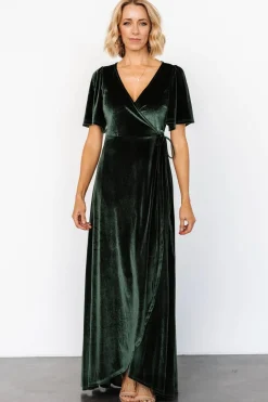 Online Baltic Born Katelyn Velvet Maxi Wrap Dress | Deep Green DeepGreen