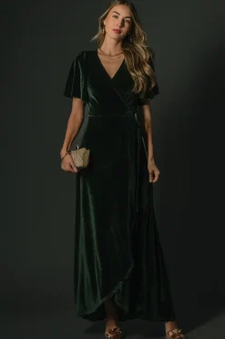 Online Baltic Born Katelyn Velvet Maxi Wrap Dress | Deep Green DeepGreen