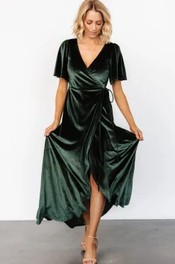 Online Baltic Born Katelyn Velvet Maxi Wrap Dress | Deep Green DeepGreen