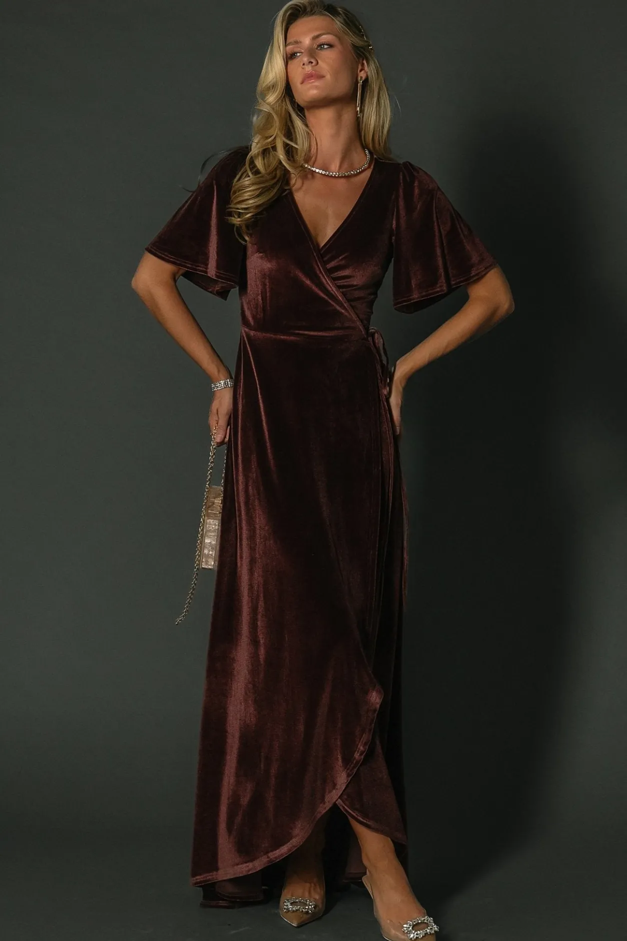 Best Baltic Born Katelyn Velvet Maxi Wrap Dress | Clove