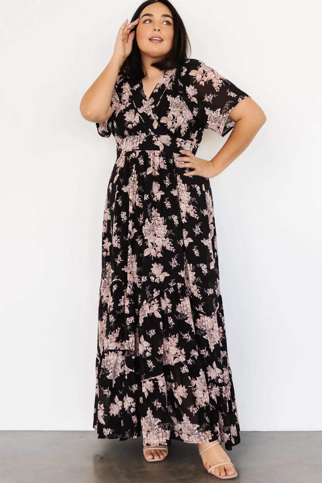 Hot Baltic Born Katherine Maxi Dress | Black + Blush Floral Black+BlushFloral
