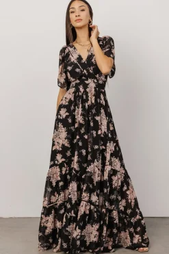 Hot Baltic Born Katherine Maxi Dress | Black + Blush Floral Black+BlushFloral