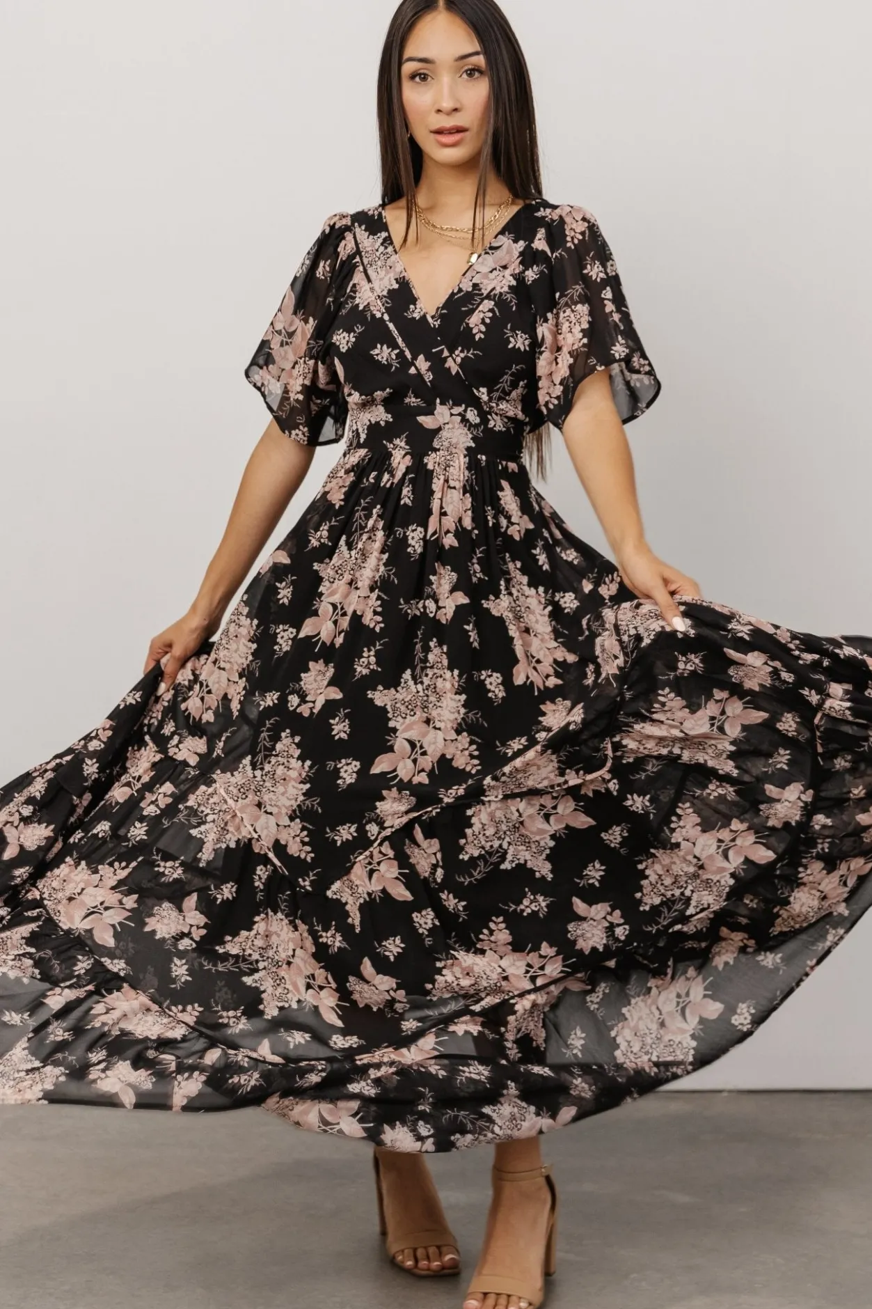 Hot Baltic Born Katherine Maxi Dress | Black + Blush Floral Black+BlushFloral