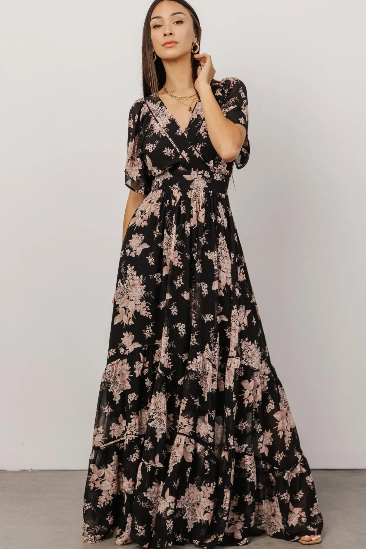 Hot Baltic Born Katherine Maxi Dress | Black + Blush Floral Black+BlushFloral