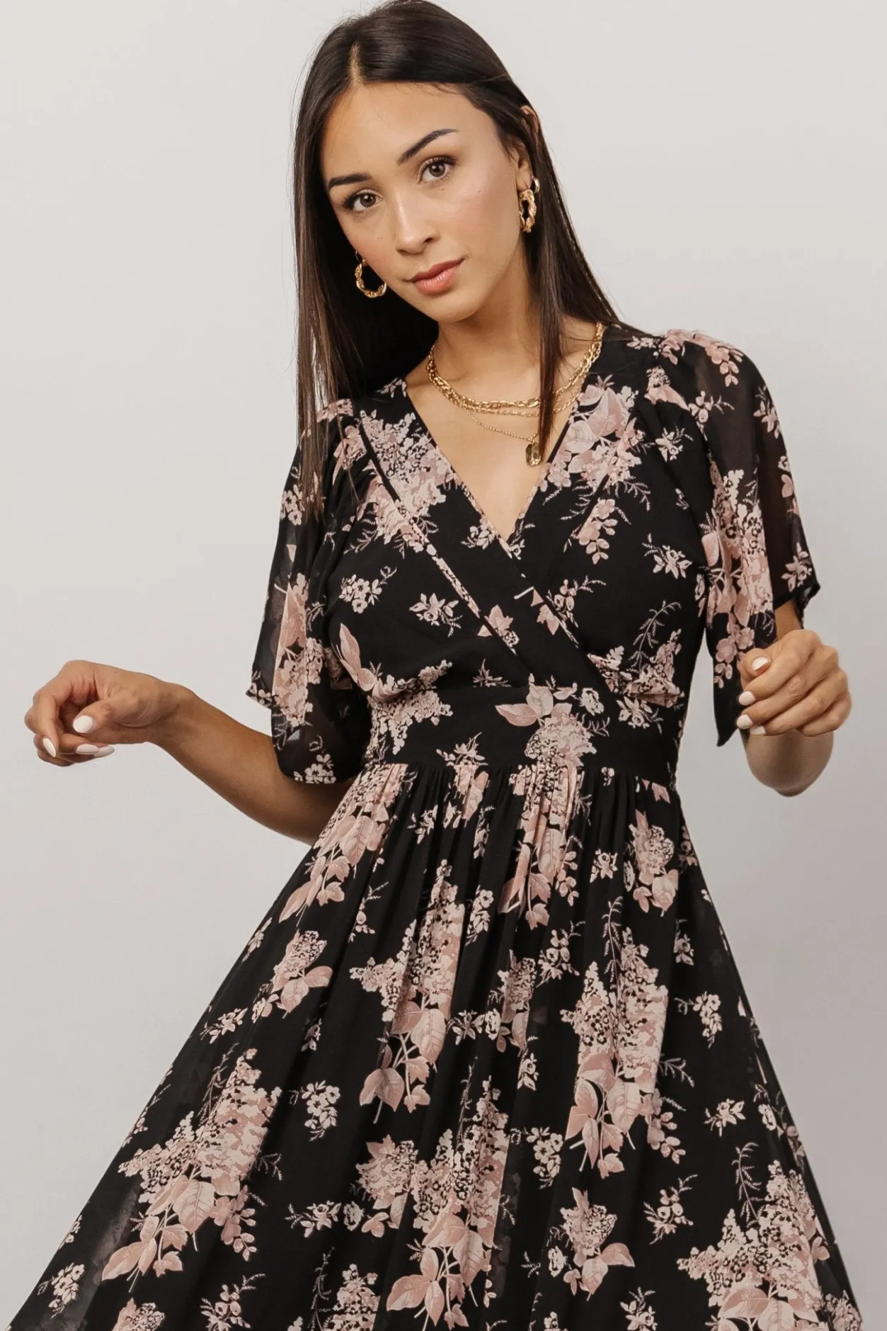 Hot Baltic Born Katherine Maxi Dress | Black + Blush Floral Black+BlushFloral