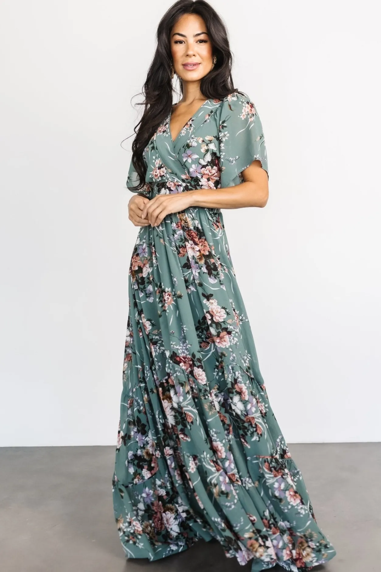 Hot Baltic Born Katherine Maxi Dress | Dusty Green Floral DustyGreenFloral