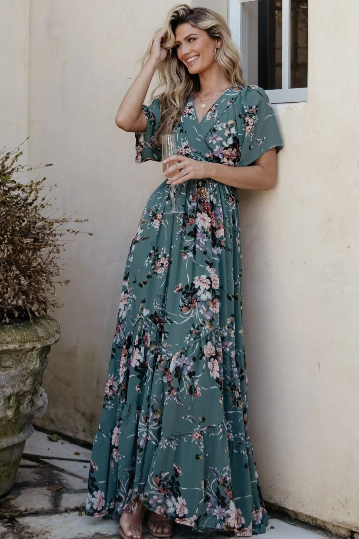 Hot Baltic Born Katherine Maxi Dress | Dusty Green Floral DustyGreenFloral