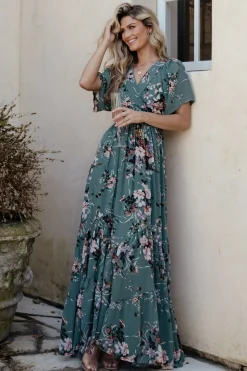 Hot Baltic Born Katherine Maxi Dress | Dusty Green Floral DustyGreenFloral