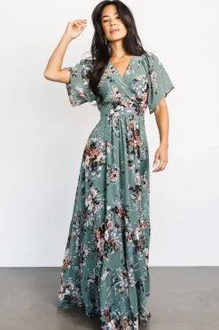 Hot Baltic Born Katherine Maxi Dress | Dusty Green Floral DustyGreenFloral