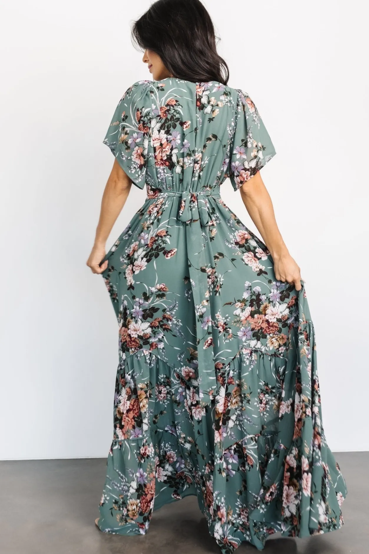 Hot Baltic Born Katherine Maxi Dress | Dusty Green Floral DustyGreenFloral