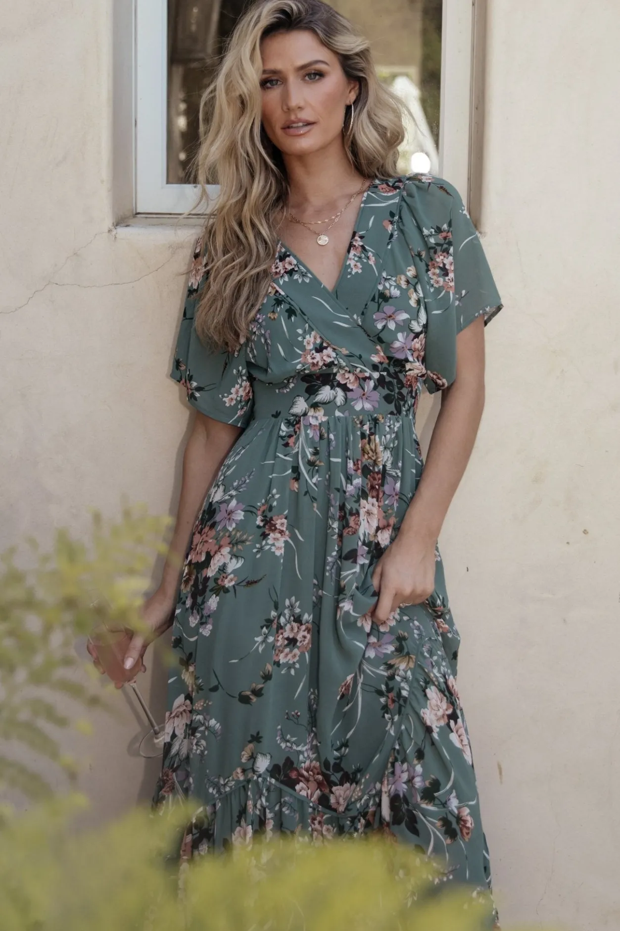 Hot Baltic Born Katherine Maxi Dress | Dusty Green Floral DustyGreenFloral
