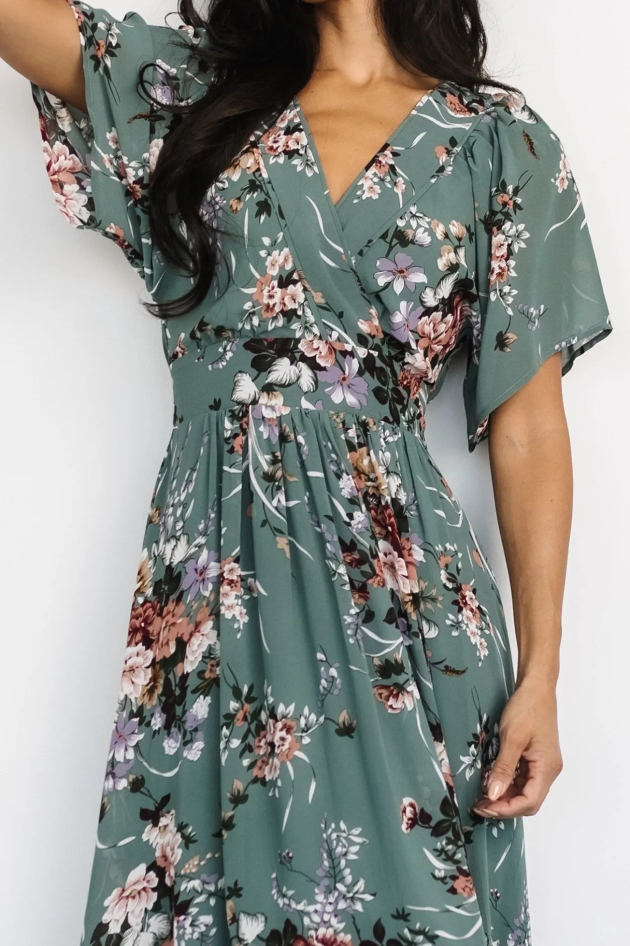 Hot Baltic Born Katherine Maxi Dress | Dusty Green Floral DustyGreenFloral