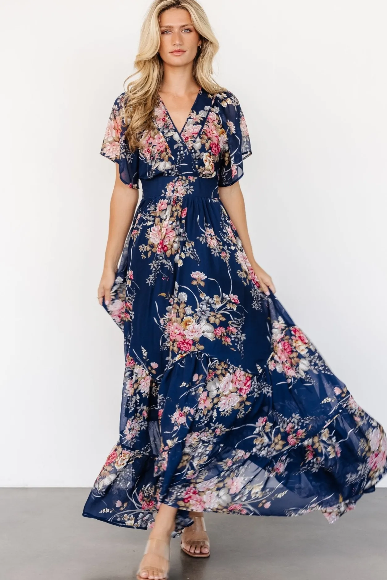 Hot Baltic Born Katherine Maxi Dress | Navy + Pink Floral Navy+PinkFloral