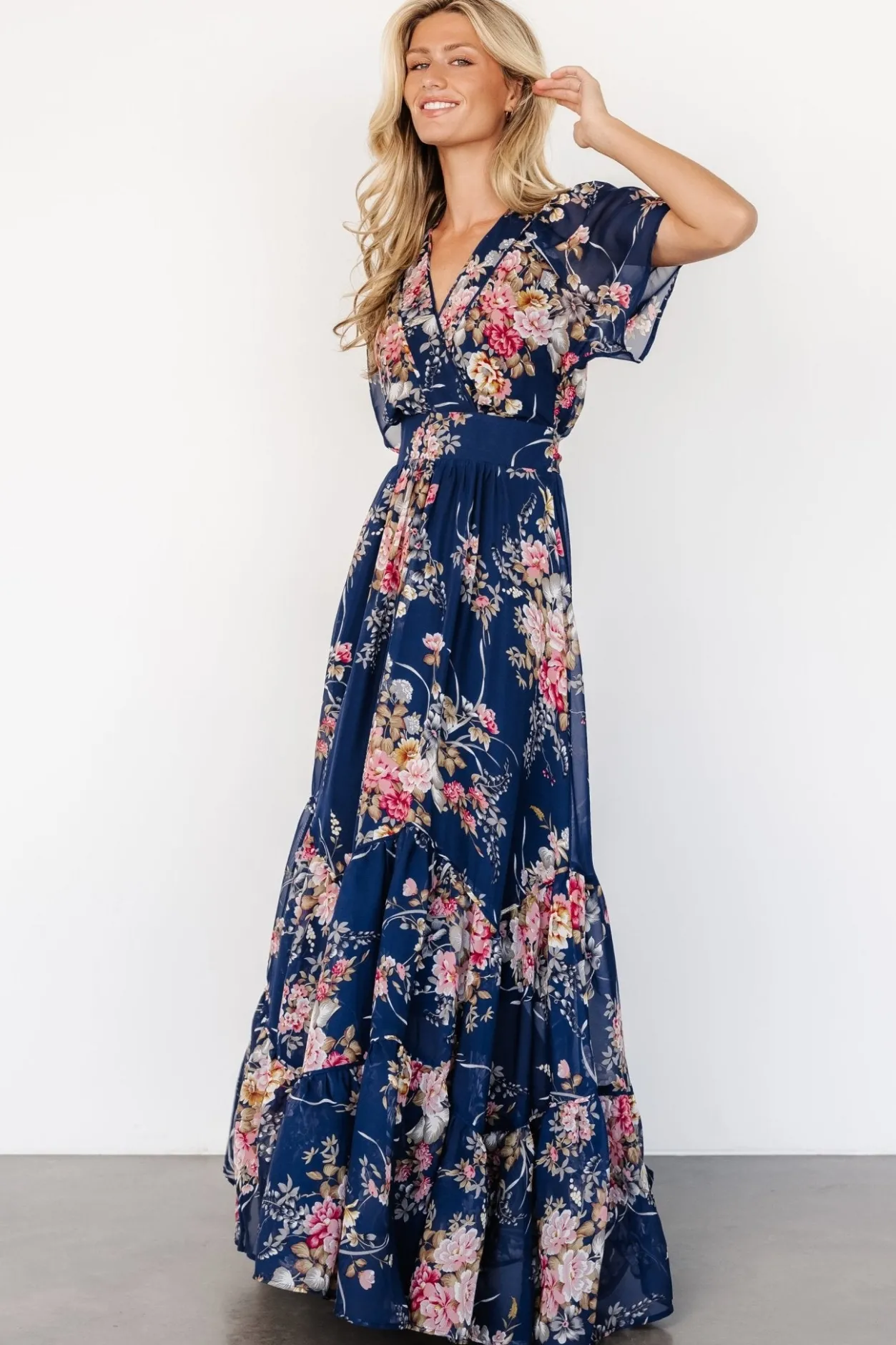 Hot Baltic Born Katherine Maxi Dress | Navy + Pink Floral Navy+PinkFloral