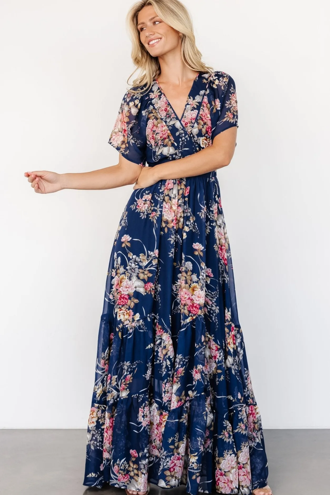 Hot Baltic Born Katherine Maxi Dress | Navy + Pink Floral Navy+PinkFloral