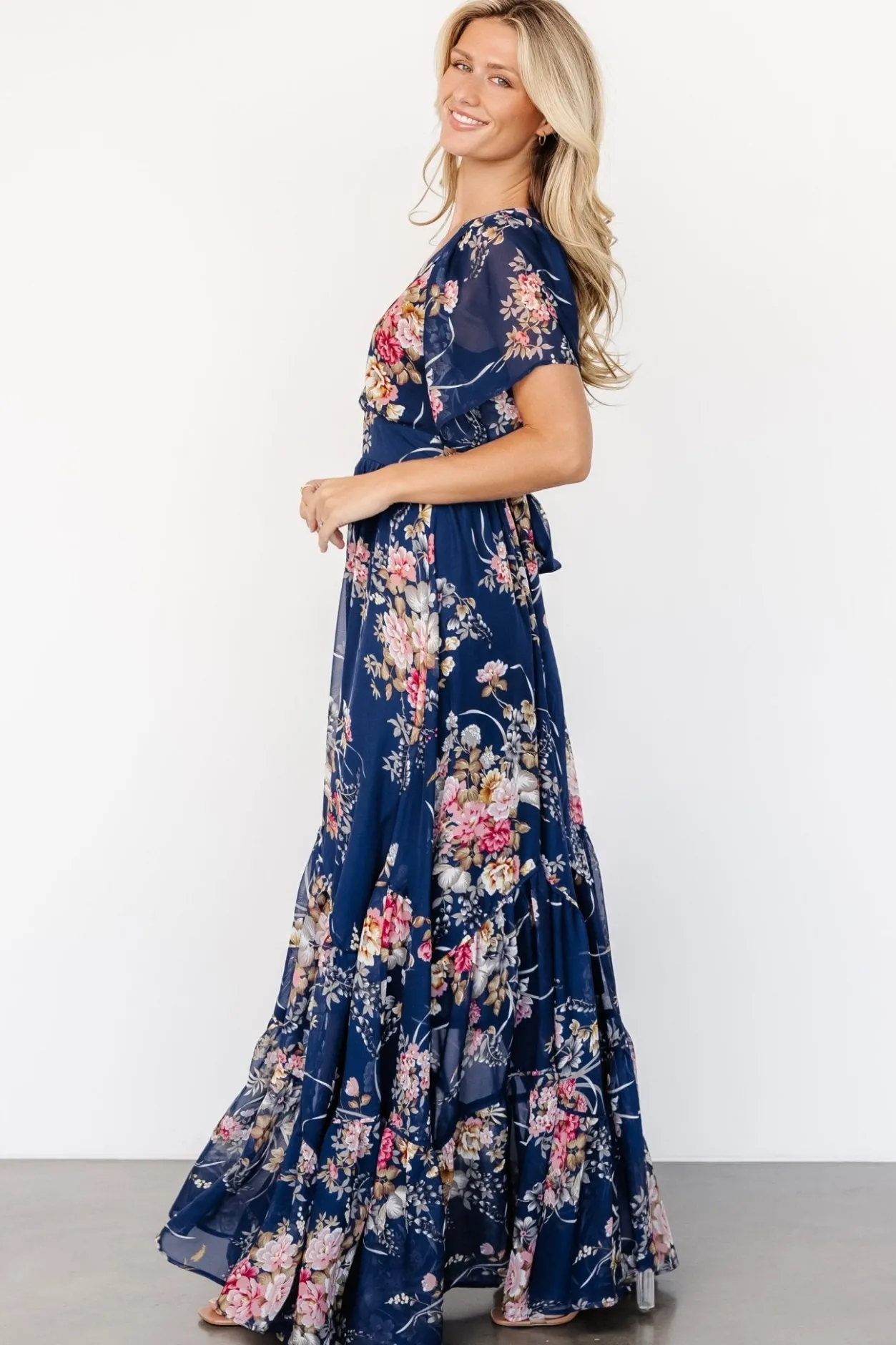 Hot Baltic Born Katherine Maxi Dress | Navy + Pink Floral Navy+PinkFloral