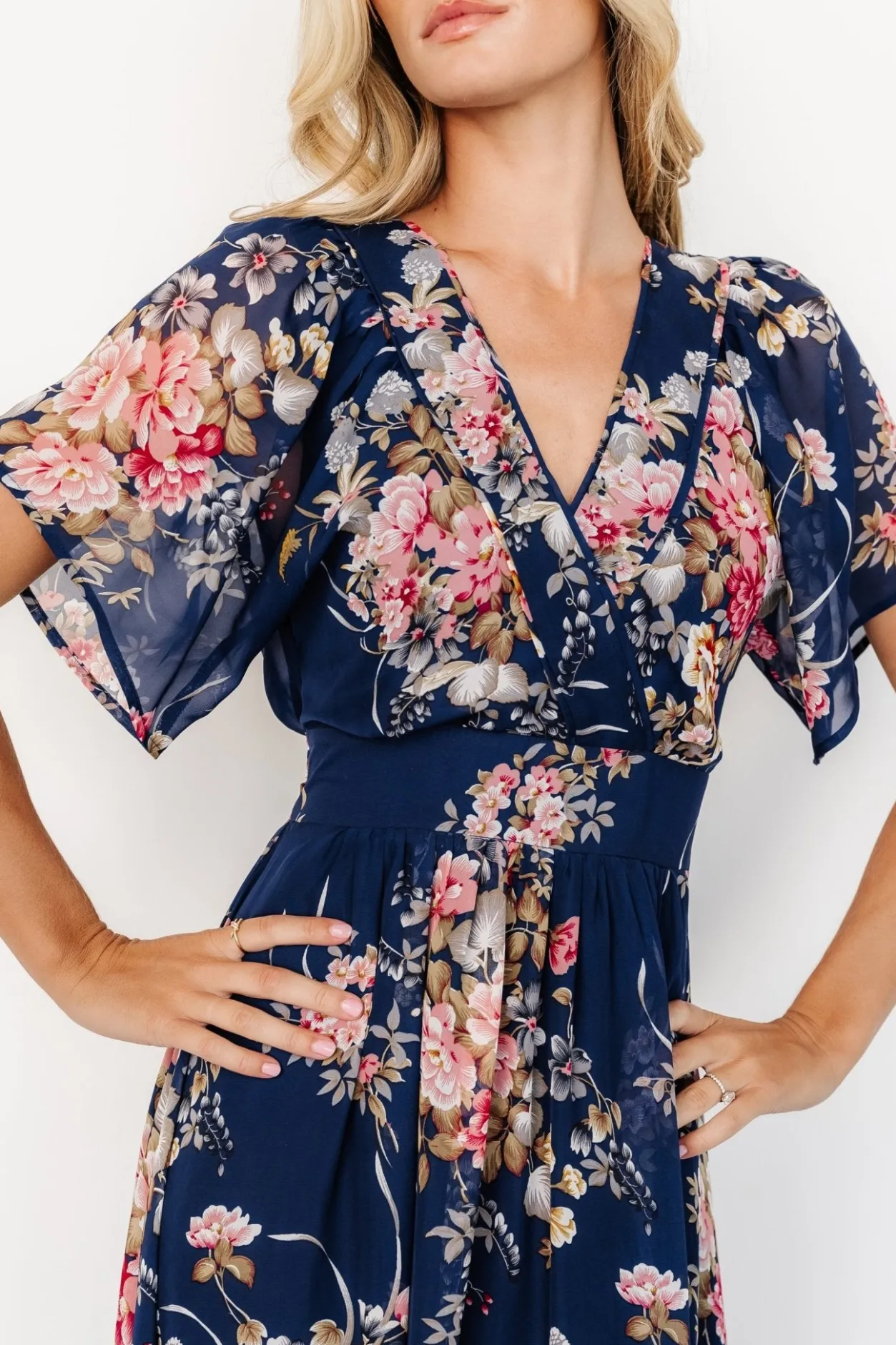 Hot Baltic Born Katherine Maxi Dress | Navy + Pink Floral Navy+PinkFloral