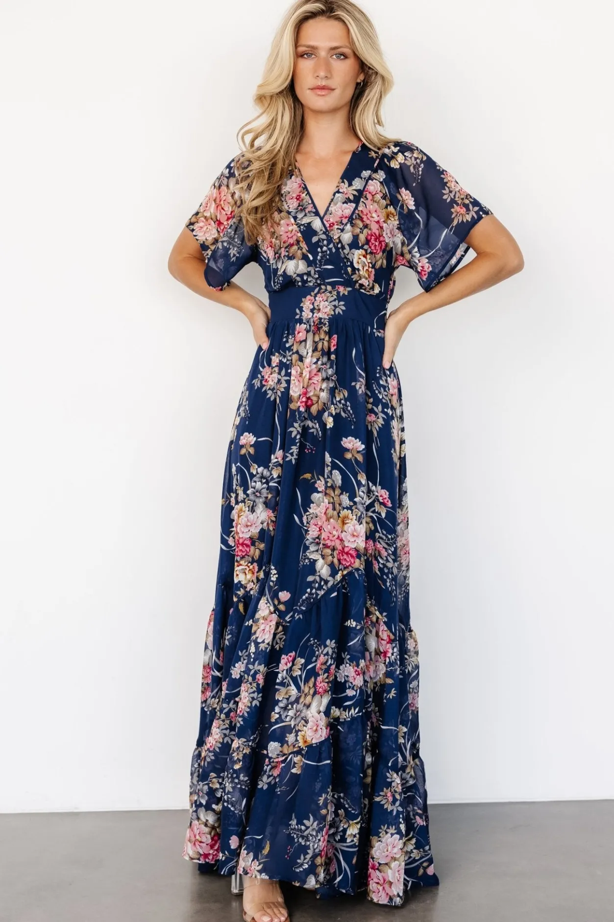 Hot Baltic Born Katherine Maxi Dress | Navy + Pink Floral Navy+PinkFloral