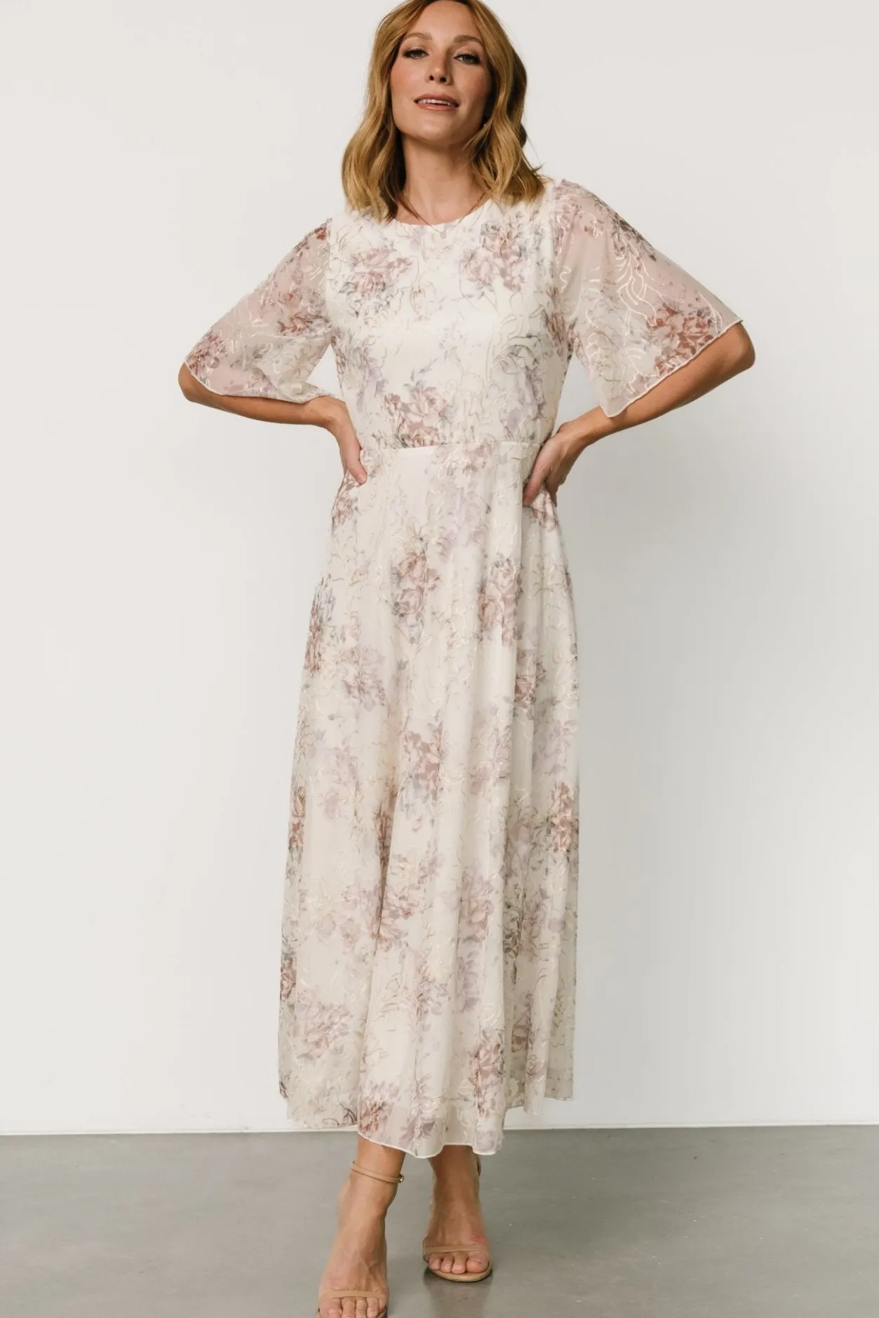 Hot Baltic Born Kathreen Midi Dress | Ivory Floral IvoryFloral