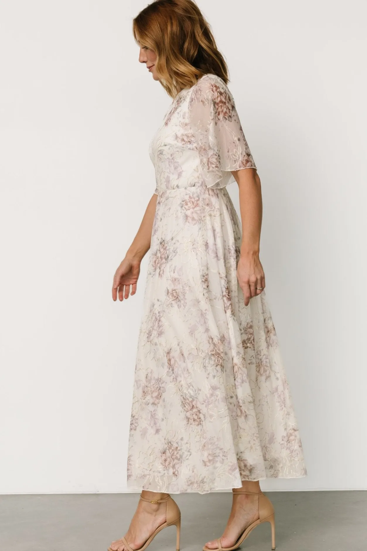 Hot Baltic Born Kathreen Midi Dress | Ivory Floral IvoryFloral