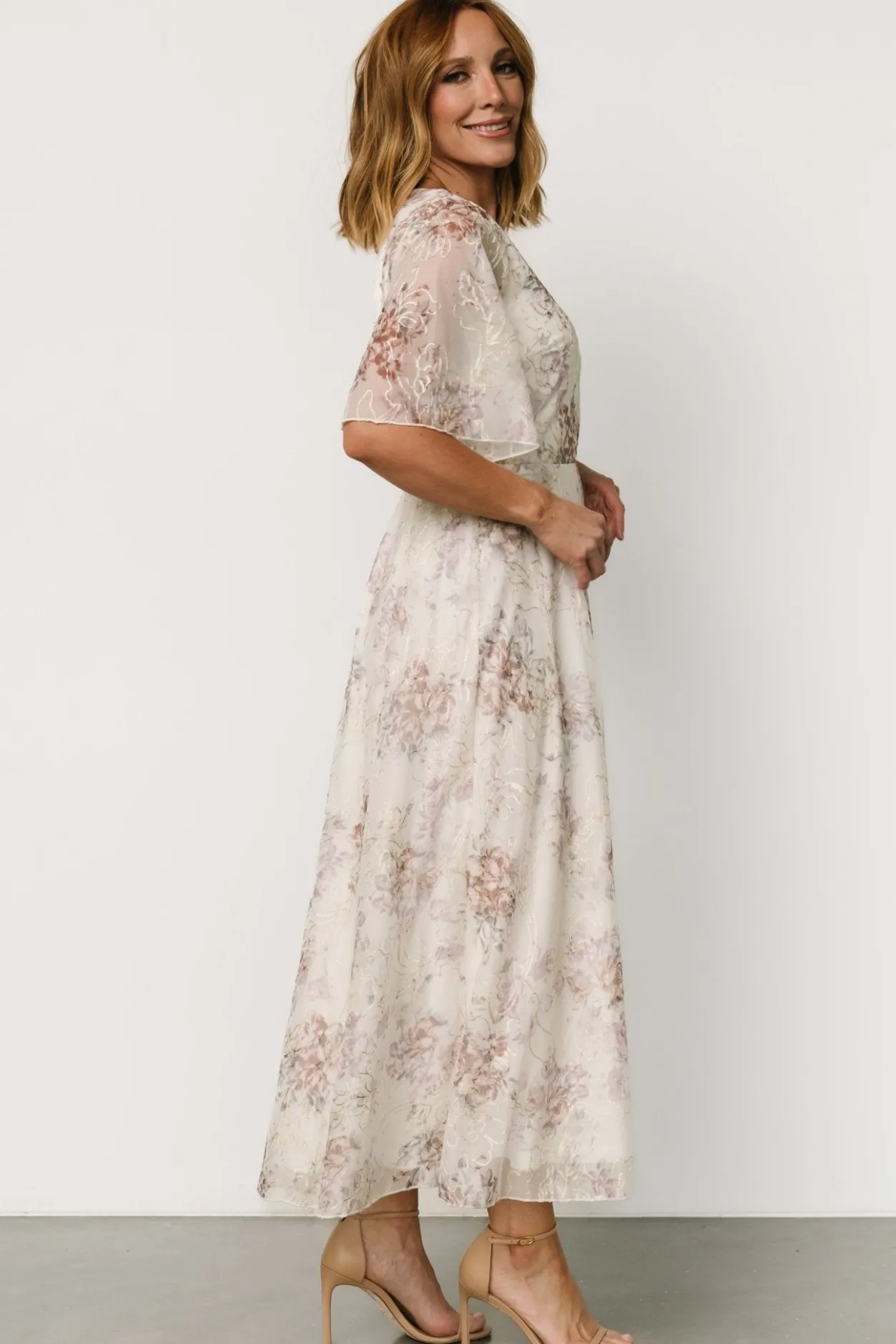 Hot Baltic Born Kathreen Midi Dress | Ivory Floral IvoryFloral