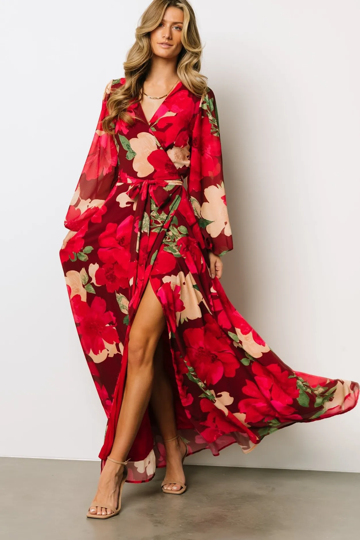 Hot Baltic Born Katinka Wrap Maxi Dress | Burgundy Multi Floral BurgundyMultiFloral