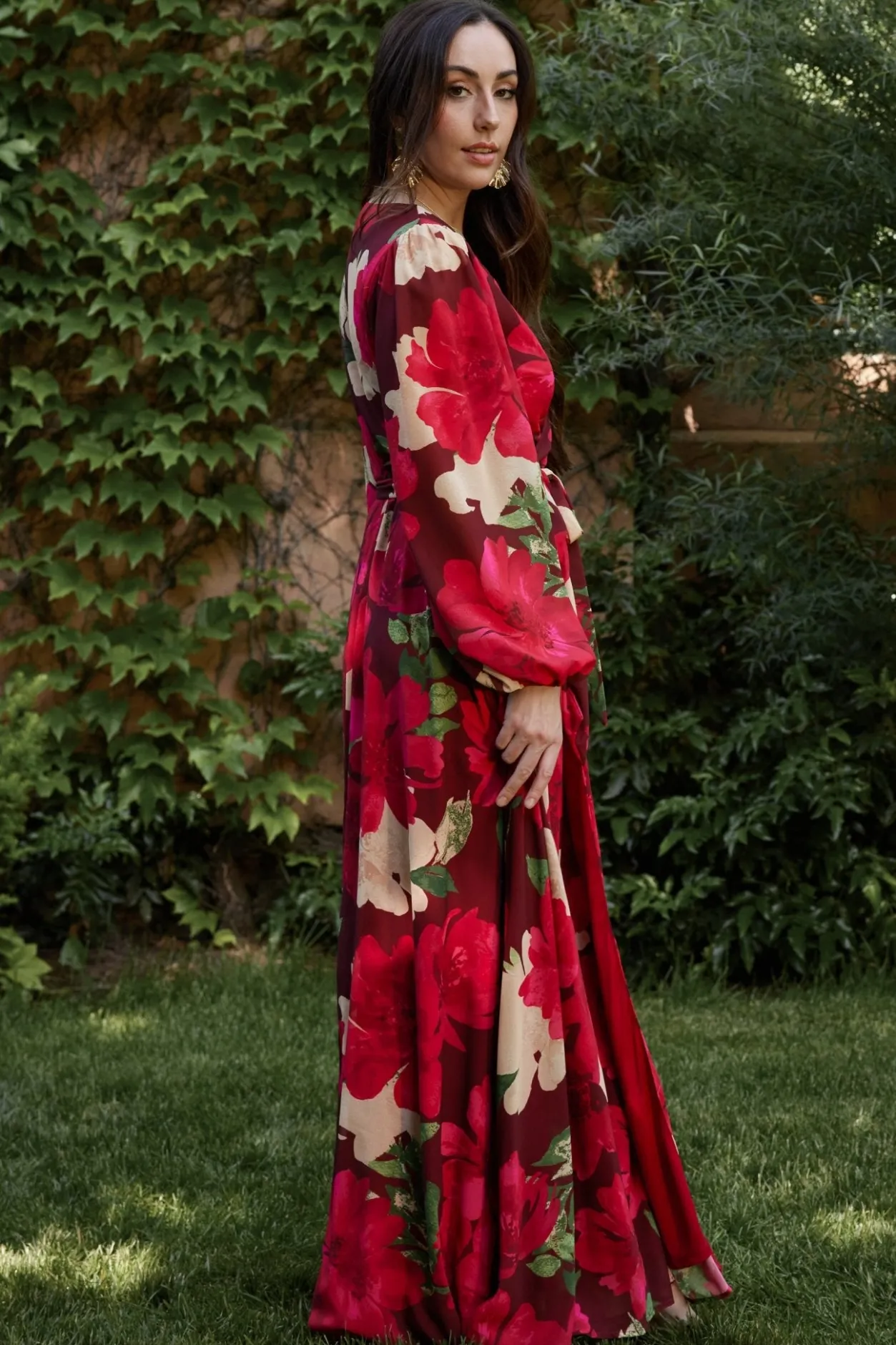 Hot Baltic Born Katinka Wrap Maxi Dress | Burgundy Multi Floral BurgundyMultiFloral