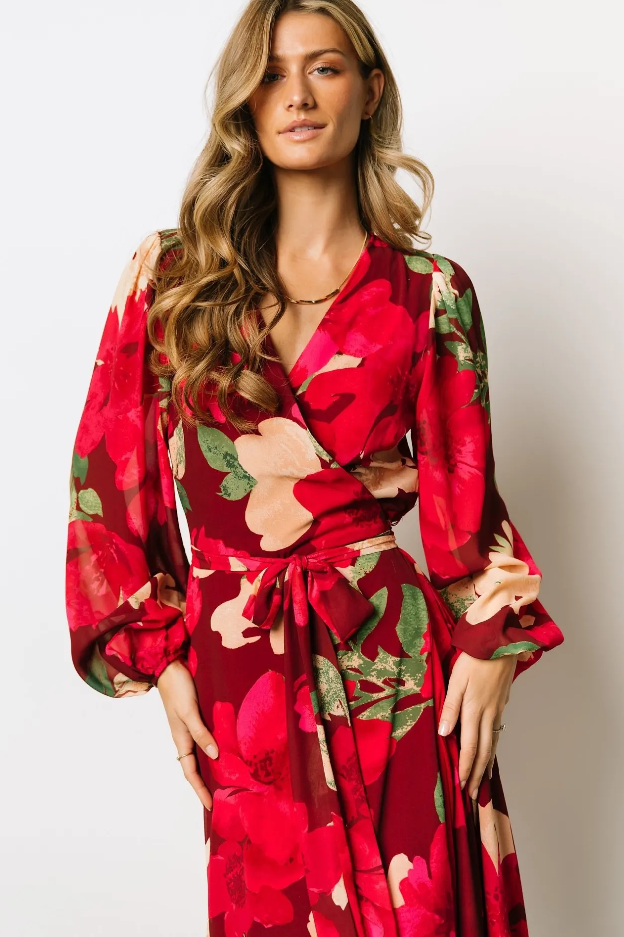 Hot Baltic Born Katinka Wrap Maxi Dress | Burgundy Multi Floral BurgundyMultiFloral