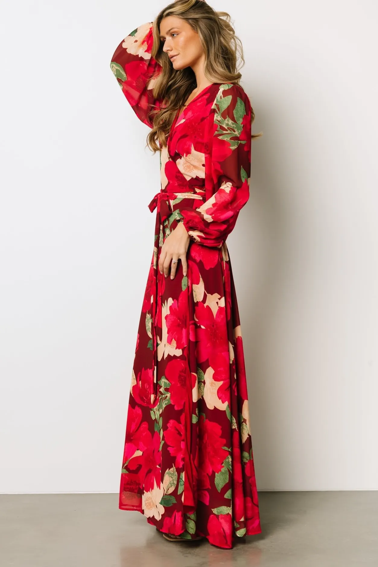 Hot Baltic Born Katinka Wrap Maxi Dress | Burgundy Multi Floral BurgundyMultiFloral