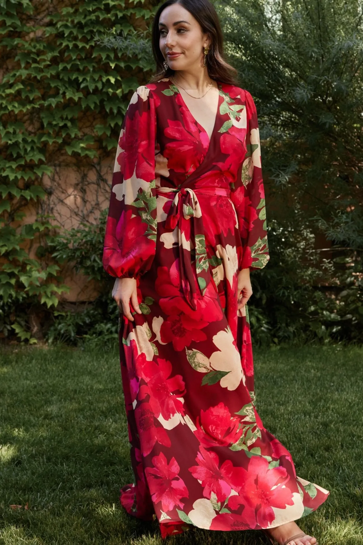 Hot Baltic Born Katinka Wrap Maxi Dress | Burgundy Multi Floral BurgundyMultiFloral