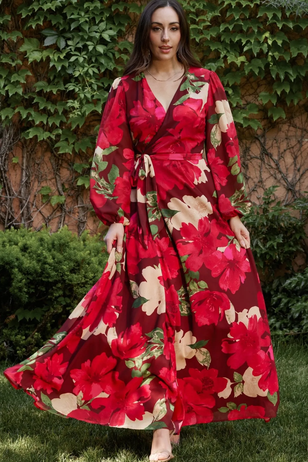 Hot Baltic Born Katinka Wrap Maxi Dress | Burgundy Multi Floral BurgundyMultiFloral
