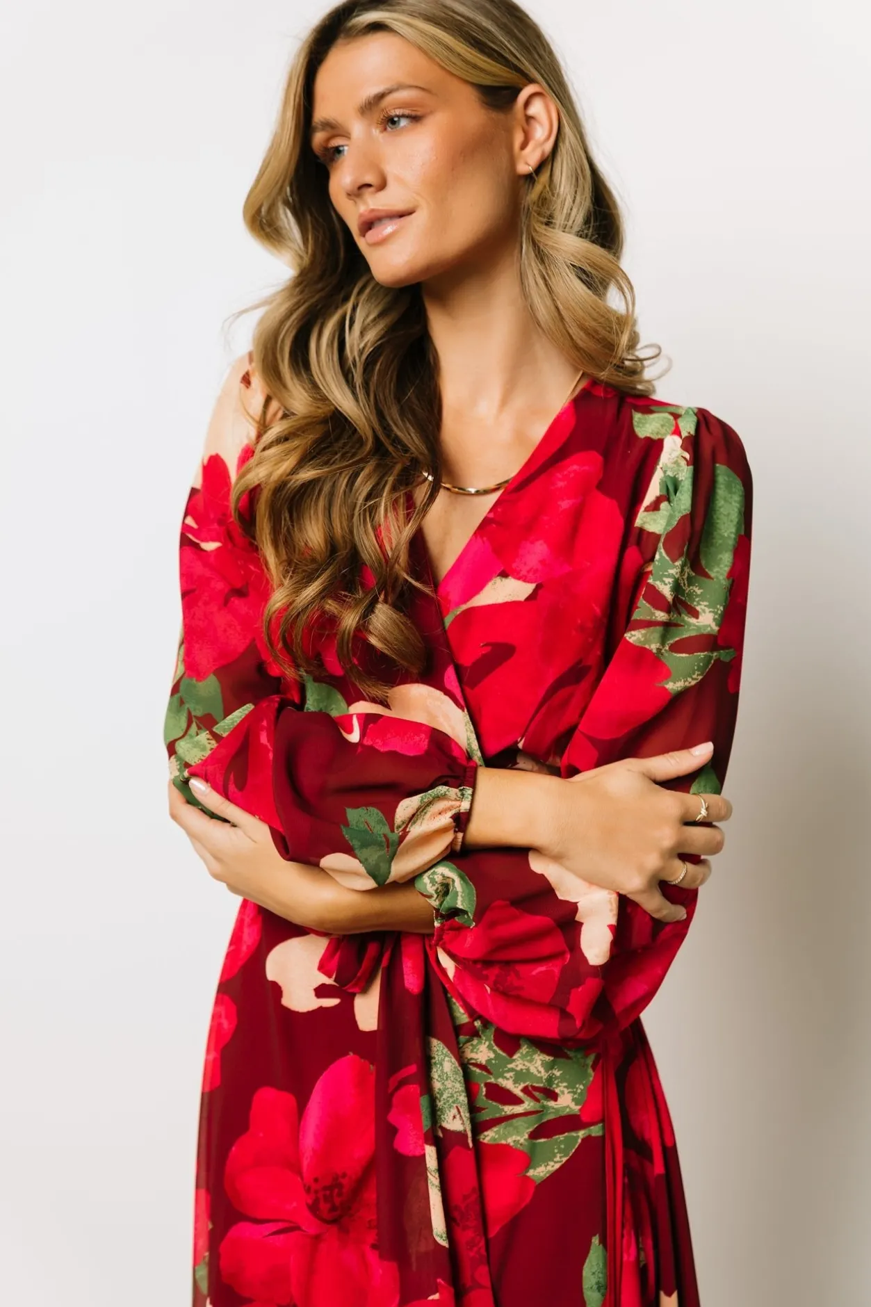 Hot Baltic Born Katinka Wrap Maxi Dress | Burgundy Multi Floral BurgundyMultiFloral