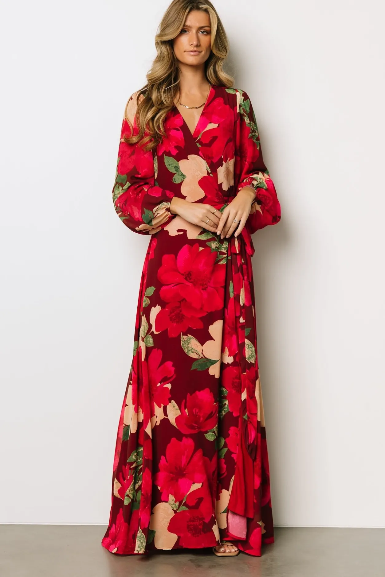 Hot Baltic Born Katinka Wrap Maxi Dress | Burgundy Multi Floral BurgundyMultiFloral