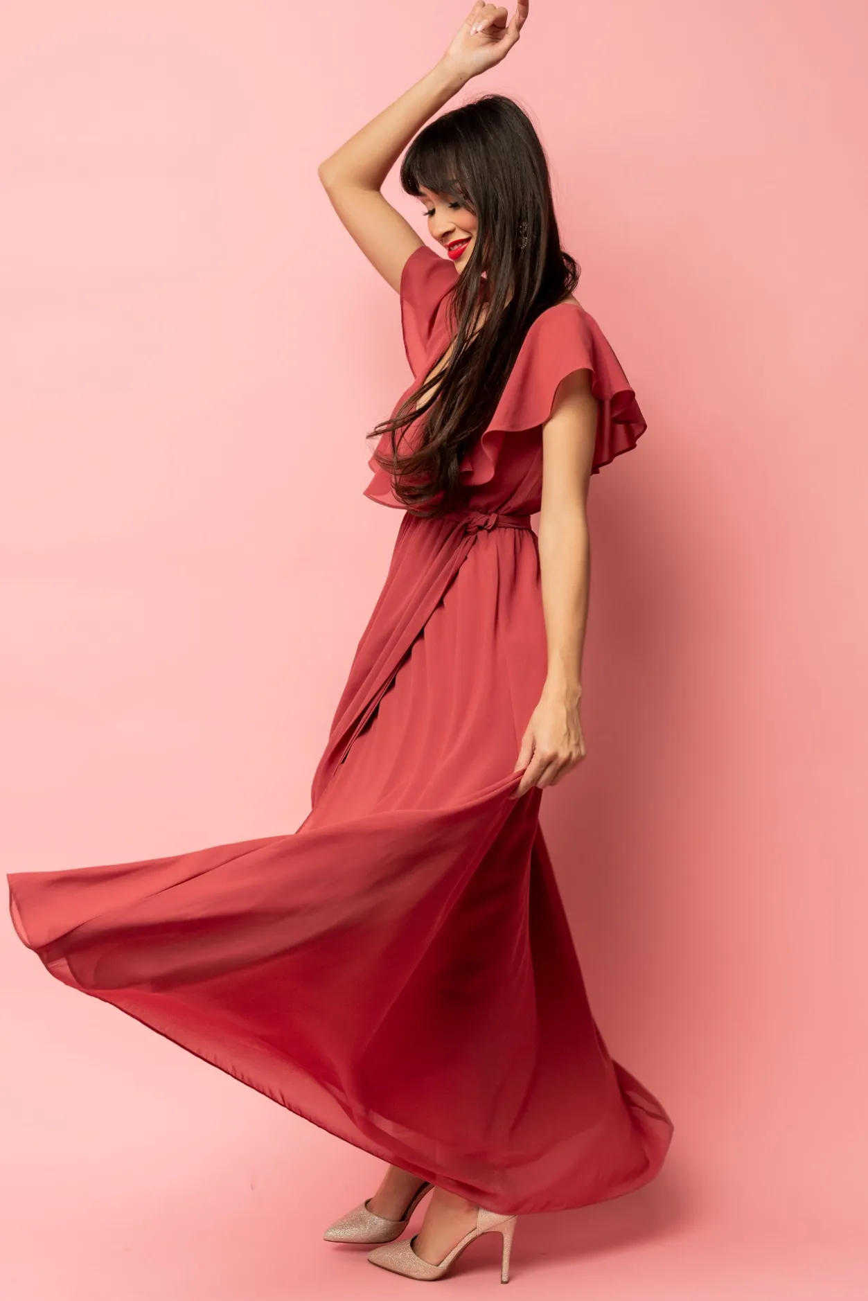 New Baltic Born Katya Ruffle Maxi Dress | Rosewood