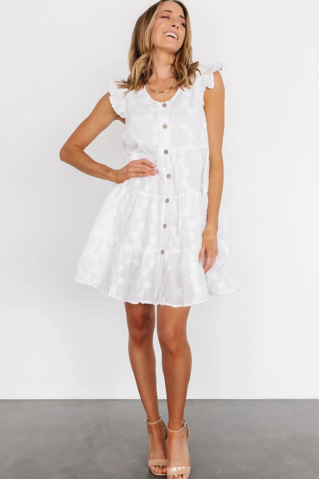 Sale Baltic Born Kayla Button Up Short Dress | Off White OffWhite