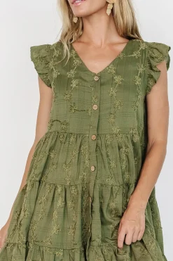 New Baltic Born Kayla Button Up Short Dress | Olive