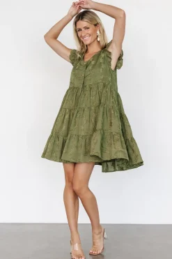 New Baltic Born Kayla Button Up Short Dress | Olive