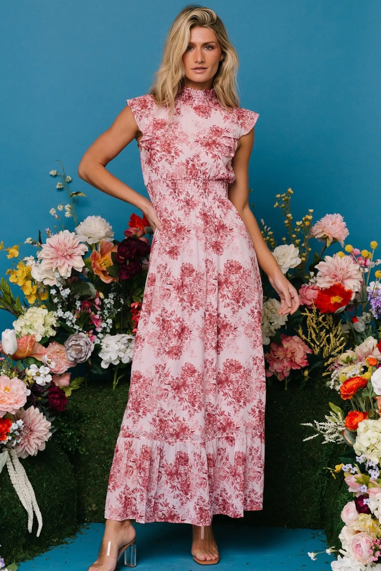 Best Baltic Born Kearny Ruffle Maxi Dress | Pink Floral PinkFloral