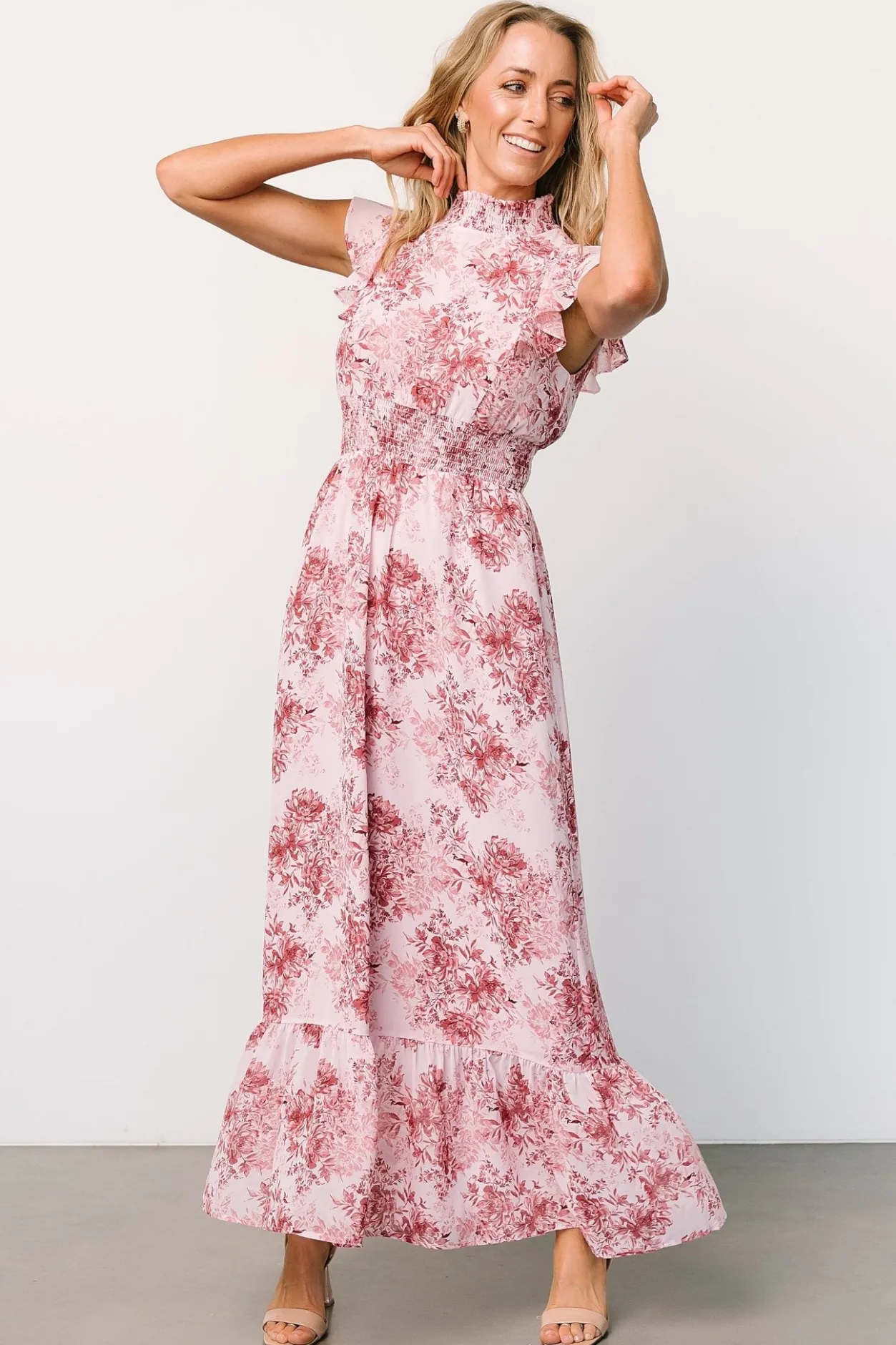 Best Baltic Born Kearny Ruffle Maxi Dress | Pink Floral PinkFloral