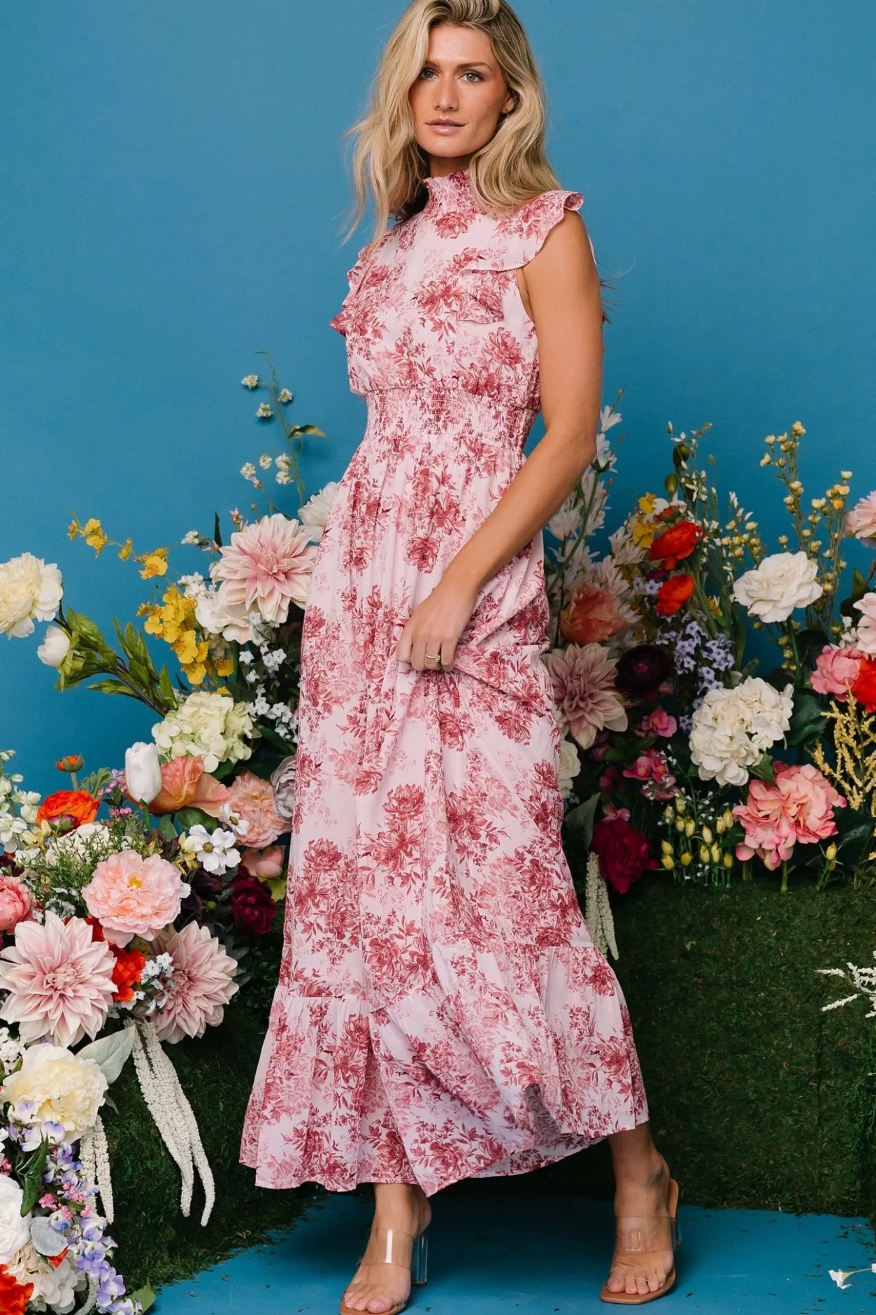 Best Baltic Born Kearny Ruffle Maxi Dress | Pink Floral PinkFloral