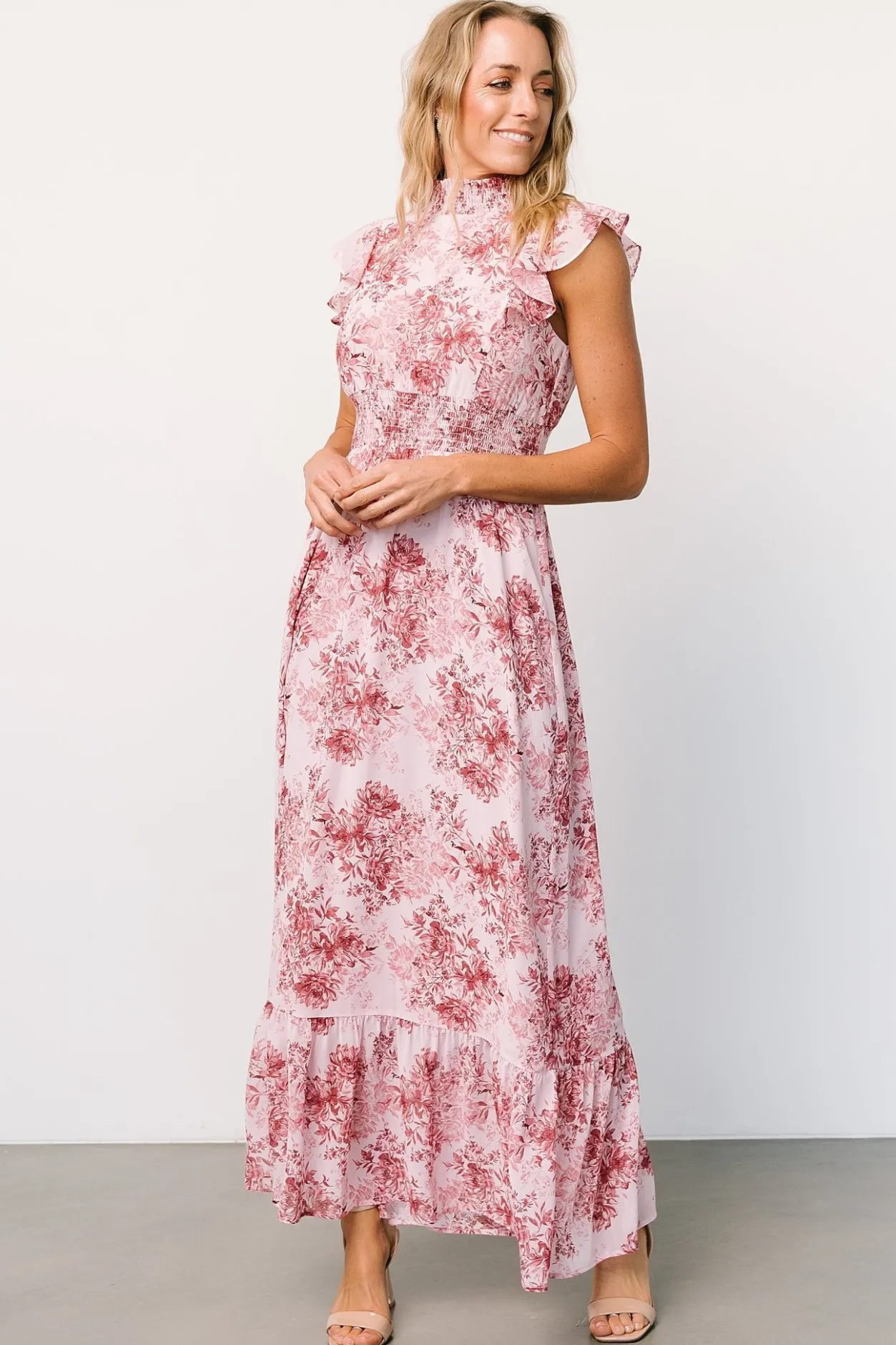 Best Baltic Born Kearny Ruffle Maxi Dress | Pink Floral PinkFloral