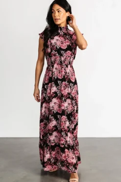 Hot Baltic Born Kearny Ruffle Maxi Dress | Black + Mauve Black+Mauve