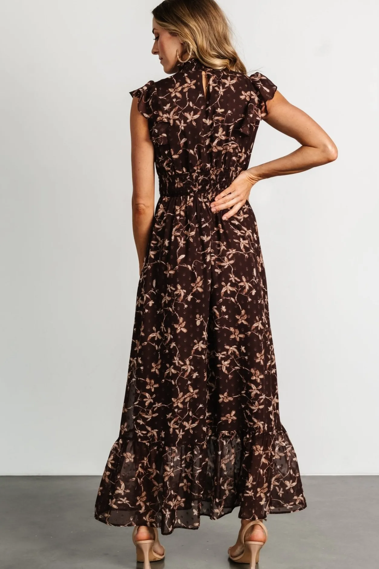 Fashion Baltic Born Kearny Ruffle Maxi Dress | Brown + Natural Brown+Natural