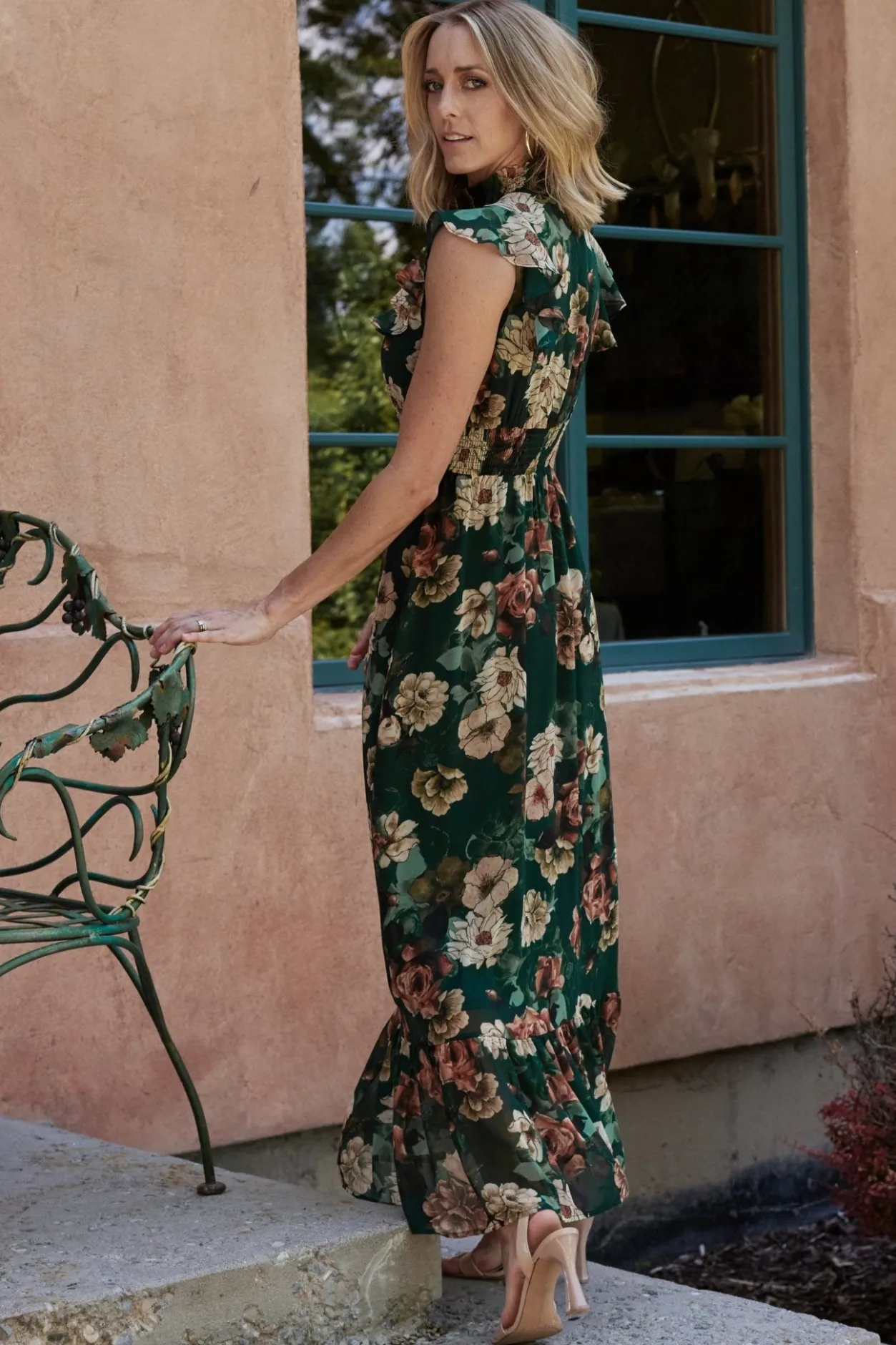 Hot Baltic Born Kearny Ruffle Maxi Dress | Dark Green Floral DarkGreenFloral