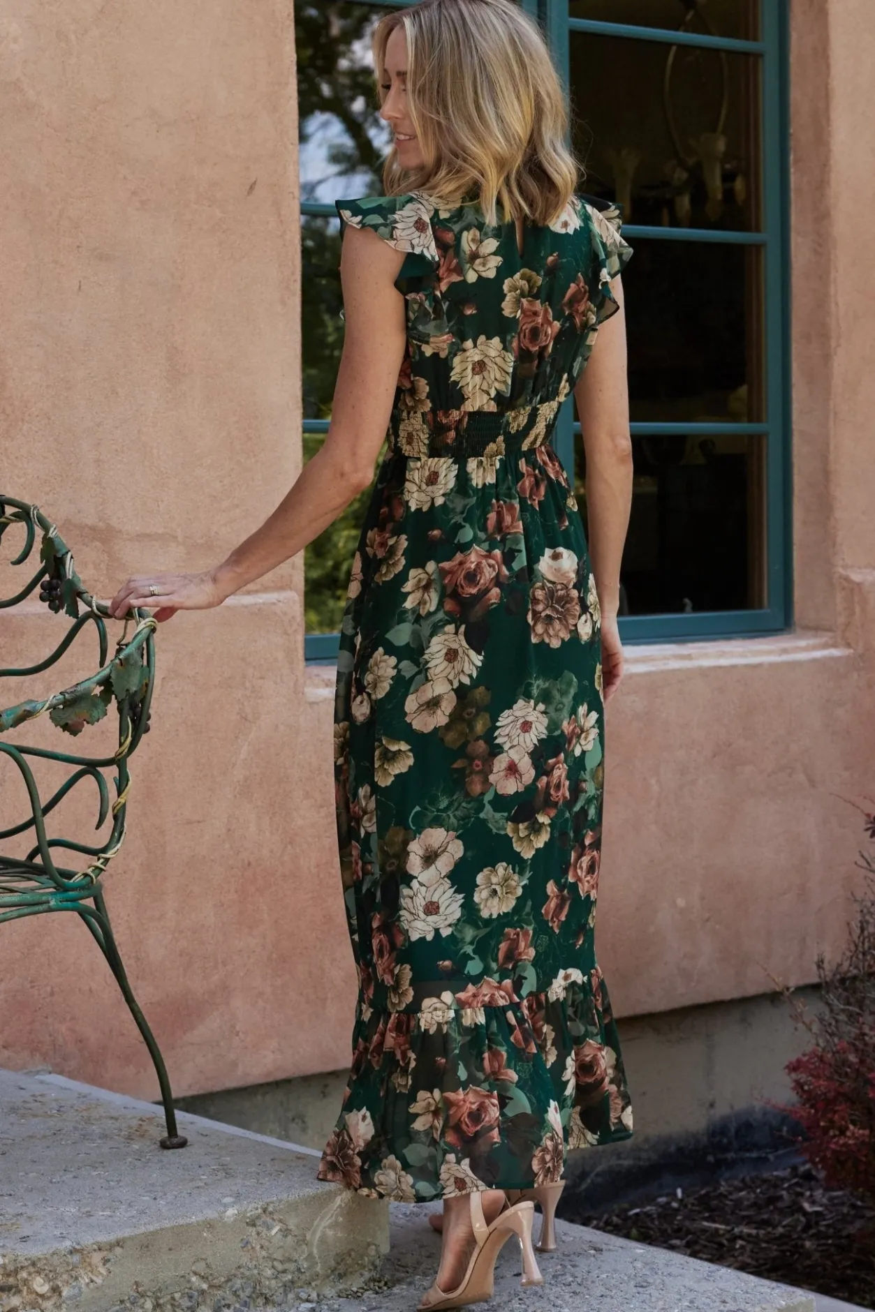 Hot Baltic Born Kearny Ruffle Maxi Dress | Dark Green Floral DarkGreenFloral