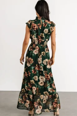 Hot Baltic Born Kearny Ruffle Maxi Dress | Dark Green Floral DarkGreenFloral