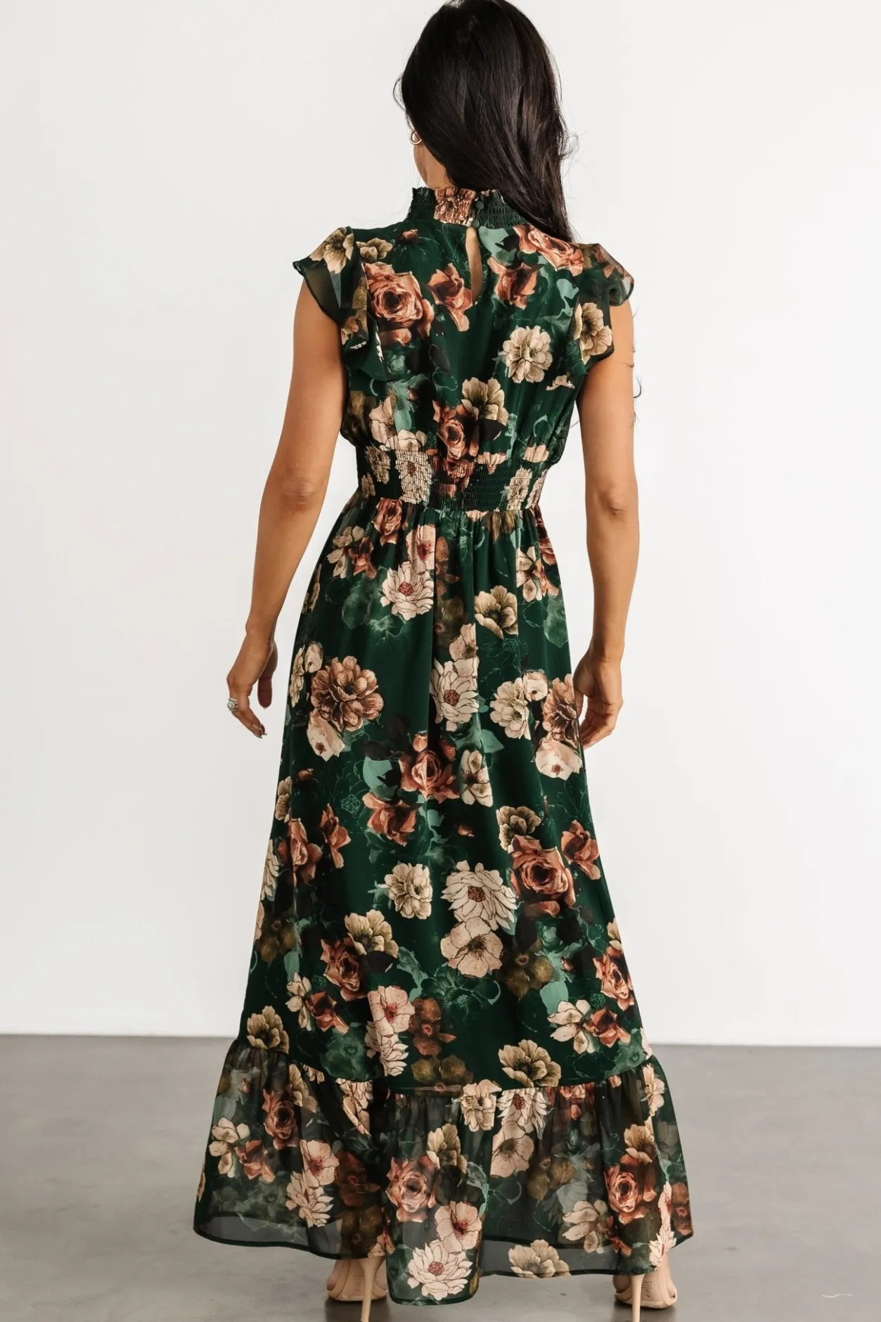 Hot Baltic Born Kearny Ruffle Maxi Dress | Dark Green Floral DarkGreenFloral