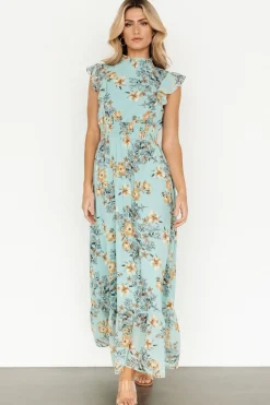 New Baltic Born Kearny Ruffle Maxi Dress | Mint Floral MintFloral